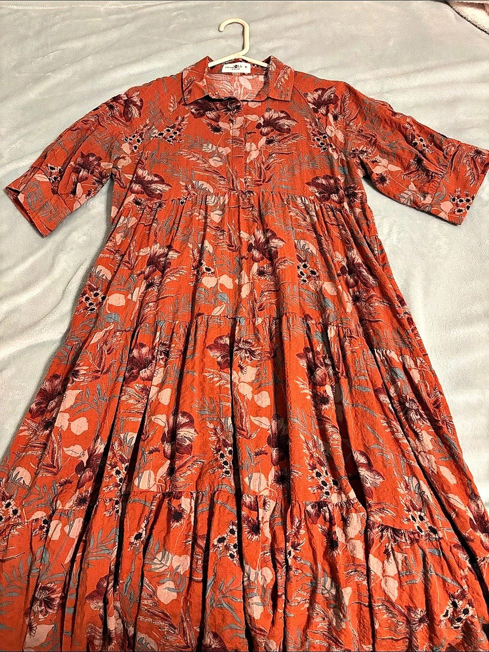 natural life Floral Maxi Dress in Orange Size Medium Like New - Picture 3 of 5